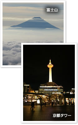 富士山、京都タワー